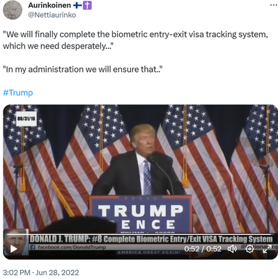 Trump on visa tracking system