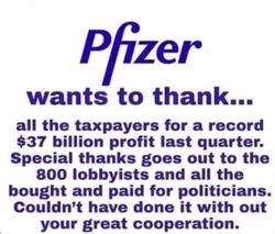 Pfizer wants to thank taxpayers. (2)